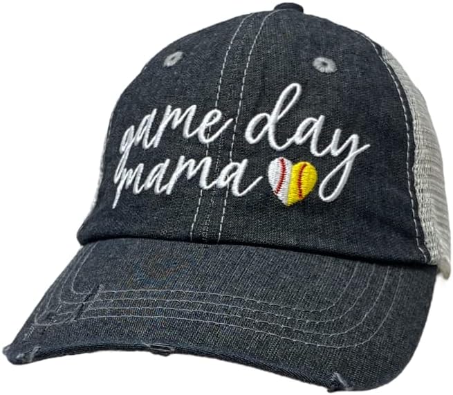 Cocomo Soul Womens Game Day Mama Hat | Ball mama šešir | Softball mama šešir | Bejzbol mama Hat | Dan igre mama šešir 406 tamno siva