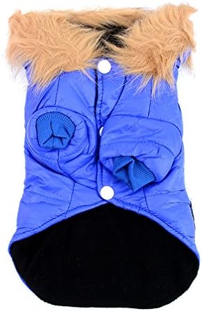 Ranphy Vjetrootporni kapuljač za pse PET Trenk kaput zimski runo obložen kaputima Hladno vrijeme s kapuljačom, štenad pamučna odjeća za pamučnu odjeću toplo mačje djevojke dječake plave veličine xs