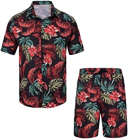 R Rambler 1985 Muška havajska majica set ljetna plaža 2 komada odjeća za cvijeće i šorc odmora odijela za odmor