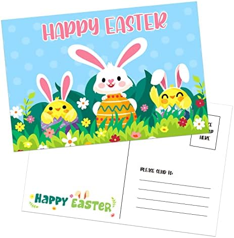 WhatSign Happy Easter razglednice za djecu 30kom Easter Bunny jaja razglednice Christian Easter Cards vjerske Uskršnje čestitke za djecu učenici nastavnici Crkva proljeće Easter Party Favor Supplies
