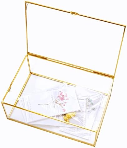 Levilan Velika zlatna vintage staklena kutija, rubna narukvica ukrasna kutija za prikaz nakita, prstenovi