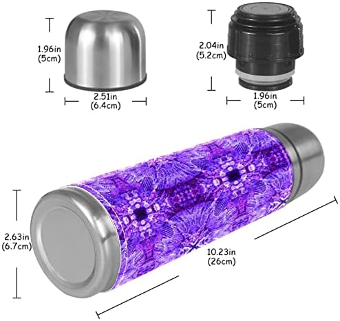 Izolirana boca vode boce od nehrđajućeg čelika boca za vodu Metalna boca, ljubičasta apstraktna kravata
