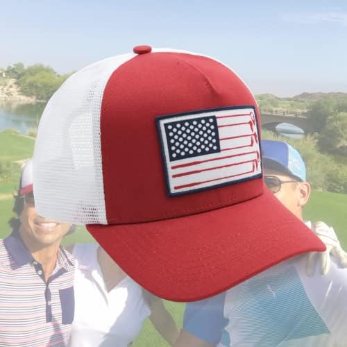 Američki golf USA zastava za zastavu HATS Lucky Golf Mens Cap vezeni zakrpa za patch mrežica nazad snapback šešir - Sjajni pokloni za Golfer