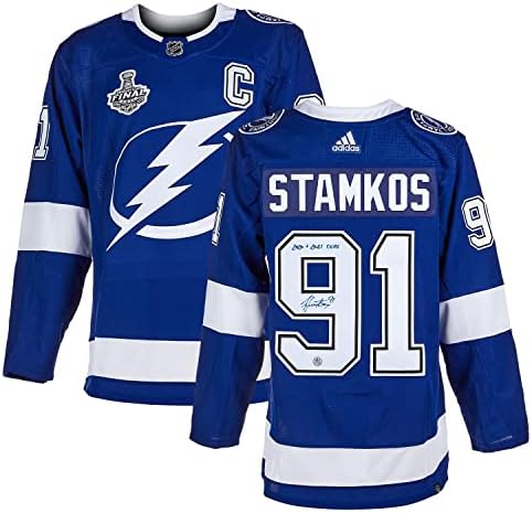 Steven Stamkos potpisao tampa bay munje 2021 Stanley Cup Adidas Jersey - autogramirani NHL dresovi