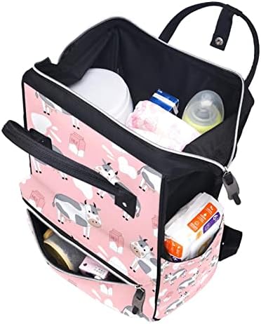 Guerotkr putnički ruksak, vrećice za pelene, ruksačka torba za pelene, ružičaste krave mlijeko crtane životinje