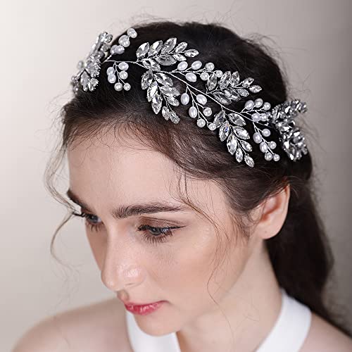 BERYUAN Crystal Wedding Hair Vine za mladu djeverušu Pearls perle perle traka za glavu Crystal Hair Accessories