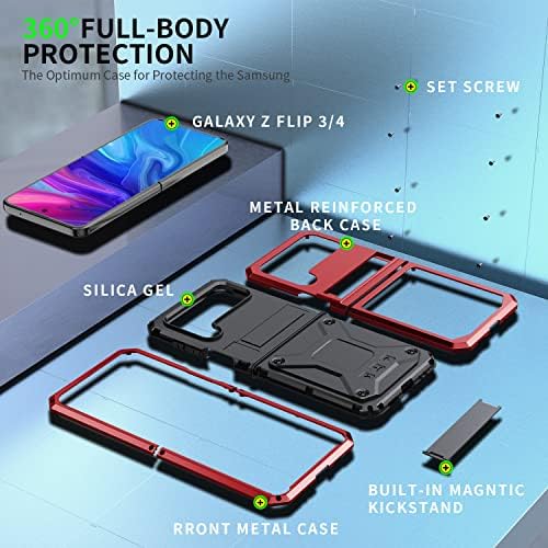 Metalna futrola za Samsung Galaxy Z Flip 4/ Flip 3, vanjski oklop za teške uslove rada metalni Branik vojne