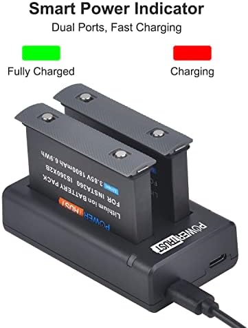 Powerstrust 1800mAh punjiva baterija i USB dvostruki punjač kompatibilan sa INSA360 jednom X2 kamerom