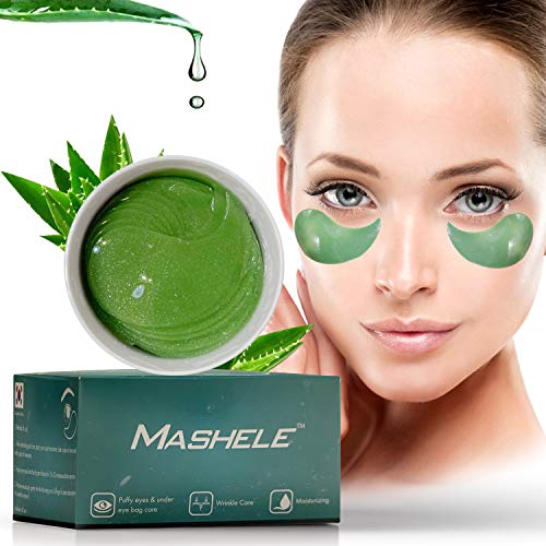 Mashele aloe vera gel maska ​​za oči kože - 60 kom - hijaluronska kiselina kolagena pod zakrpama za oči za tamne krugove i natečenost - smanjite mrlje od bora - čisti prirodni ekstrakt korejski zakrpa za oči