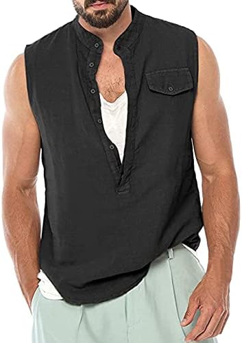 Xxbr muški pamučni platneni rezervoar, majica bez rukava bez rukava ljetna plaža Osnovna majica labava cisterna