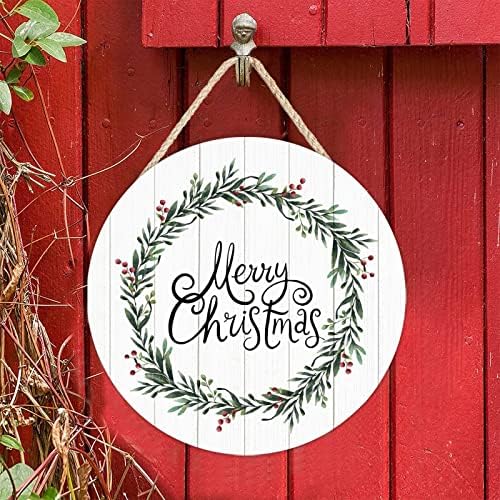 Dekorativni drveni znak Plak Božićni girlandski vinski venčev vitlo za vješalice za okrugle vrata Rustikalna