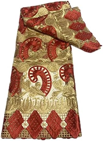 Annenearu Heavy Red & amp; Zlatni til neto vezica čipka sa kamenjem gipur Floral Cord čipkasti materijal za zabavu 5 jardi Afrička tkanina za svadbene haljine boja 4160