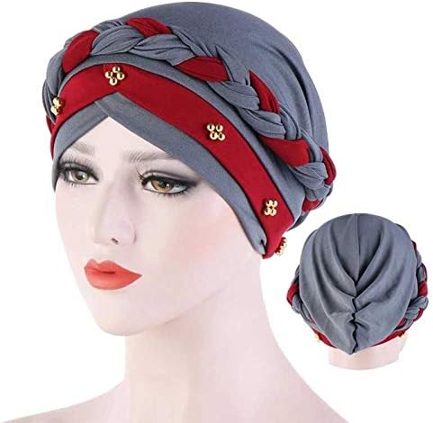 WPYYI dvobojna pletena pletena hidžab proljeće i jesenja musliman zamotavanje turban kape modna pamučna