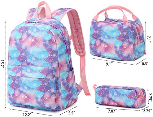 YCBB dječji ruksaci za djevojke školske torbe s ručkom torbom za torbu za olovke lagane sirene predškolske