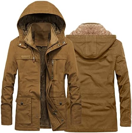 Zdfer Muška jakna sa kapuljačom zimske fleke Windbreaker casual štand ovratnik topli kaput patentni zatvarač s dugim rukavima