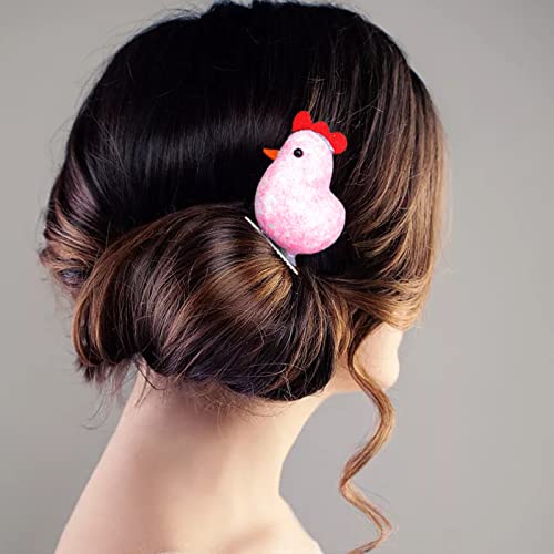Klipci za kosu LONG 6pcs Mini Uskršnja piletina na isječcima Slatka kosa za djevojke Sezonski ukras za vrt