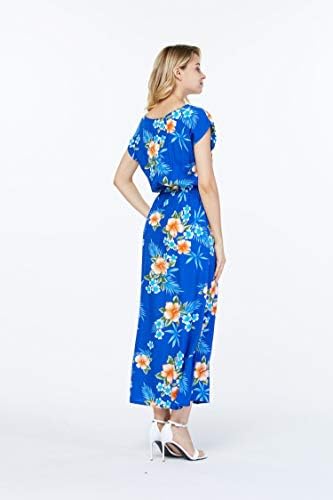Kompunite košulje od parova Havajski Luau ili Maxi jednostavna haljina u hibiskusu plavoj boji