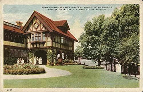 Porte Cochere i stražnji ugao administracijske zgrade Postim Cereal Co, Ltd. Originalna antička razglednica