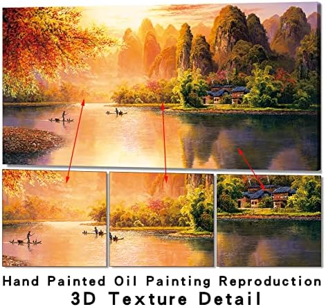 Gracefur pejzažno slikarstvo platno zid Art-ručno oslikano 3D Sunset Lakeside zelena planinska pejzažna
