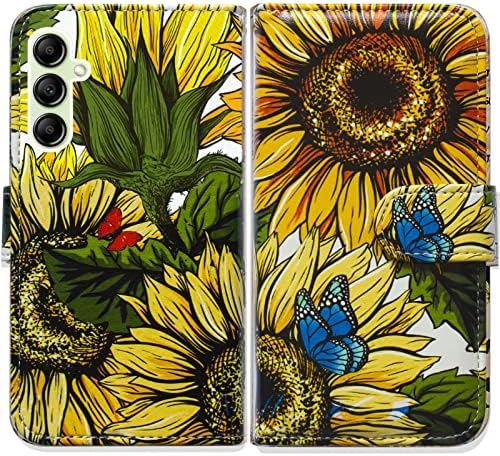 Bcov Galaxy A14 5G Case, Sunflower Butterfly Flip phone Case Wallet Cover sa držačem za kartice stalak za