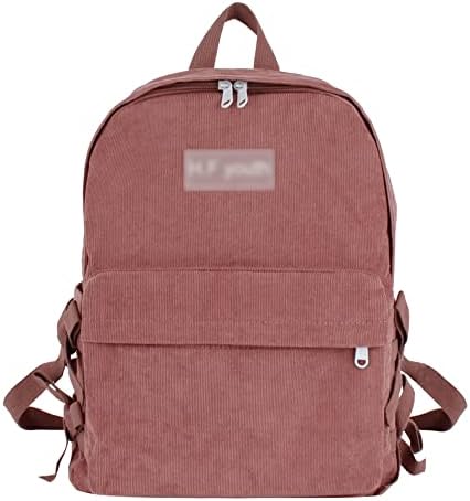 Hyuyikuwol Casual Colderoy ruksak Travel Daypack Veliki kapacitet torba za knjige Laptop torba za žene Muškarci, tamna ružičasta