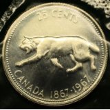 1967. srebrna Kanada 25 centi - kanadski Lynx - sjajno neobično