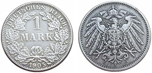 Njemački 1 Mark 1905 Adefgj strana replika srebrna sabirana kovanica