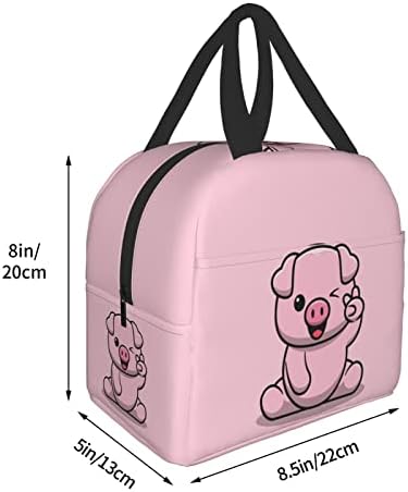 Slatka svinja sjedi s kutijom za ručak s dva prsta višekratna torba za ručak za putnu piknik Shopping Radna