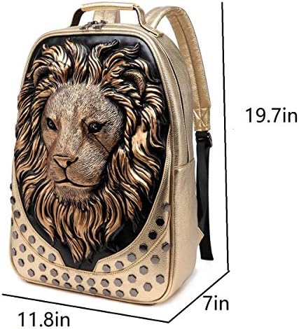 kiisy 3D Lion Head ruksak Torba za knjige, dizajner putni ruksak za Laptop, PU kožna vodootporna koledž
