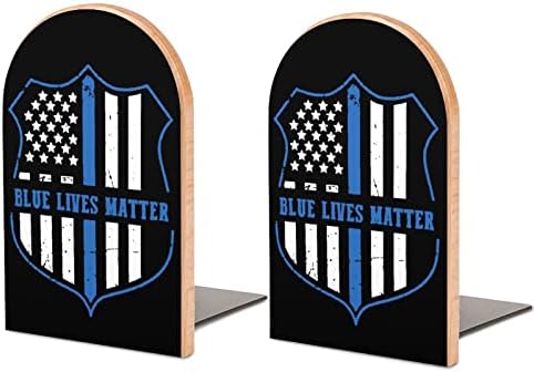 Black Lives Matter Police Line Flag Drveni Bookends Neklizajući Štandovi Za Knjige Držač Knjiga Završava