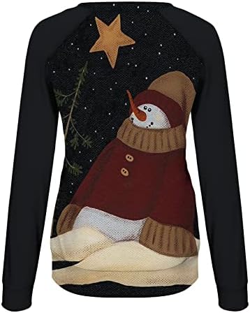 Xiaojmake Božićne žene vrhovi slatki snjegovinski printske košulje Dressy dugih rukava sa labavim dukserom