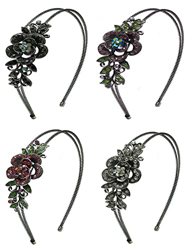 JCGY Set od 4 kristalne cvjetne trake za glavu trake za kosu 0119-4jetlavroserose / Crystal