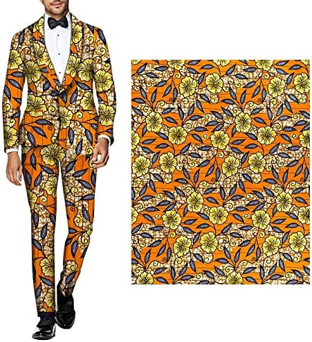 SLATIOM Afrička tkanina 6 metara tvrdi pamučni vosak materijal narandžasta tkanina za Party haljinu