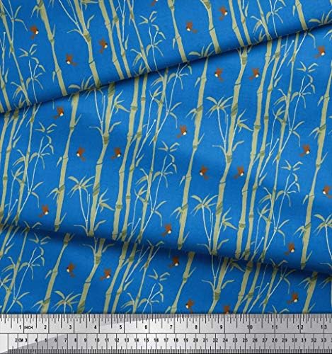 Soimoi Cotton Jersey Fabric Bird & amp; bambus Tree Print Fabric by the Yard 58 inch Wide