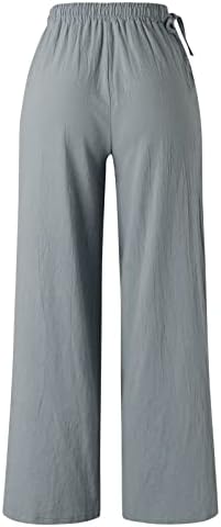 Ljetne Ležerne pamučne lanene pantalone za žene široke pantalone sa ravnim nogama pantalone sa visokim strukom