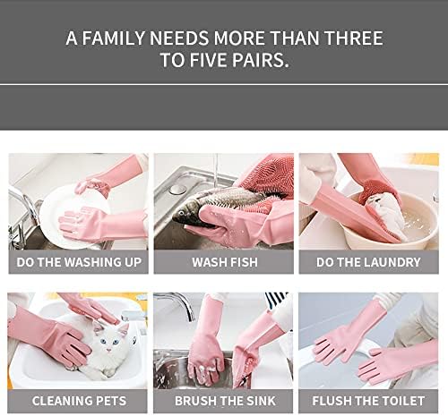 Magic rukavice za pranje posuđa, silikonske rukavice za čišćenje za višekratnu upotrebu gumene četke za čišćenje rukavice sa sunđerom