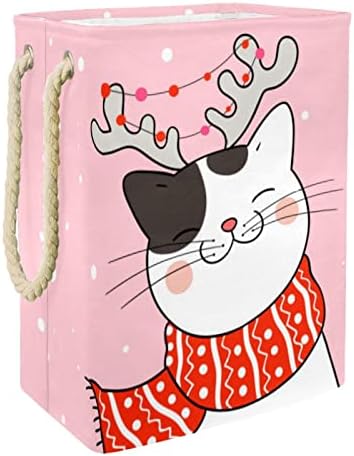 Inhomer mačka sa šalom snijeg Božić velika korpa za veš vodootporna sklopiva korpa za odeću Organizator igračaka, Kućni dekor za spavaću sobu kupatilo