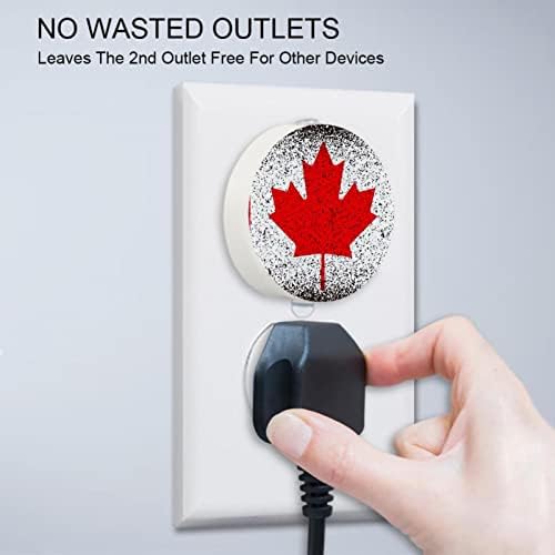 2 paket Plug-in Nightlight LED noćno svjetlo sa senzorom sumraka do zore za dječiju sobu, rasadnik, kuhinju, hodnik Kanada Zastava crveni javorov list