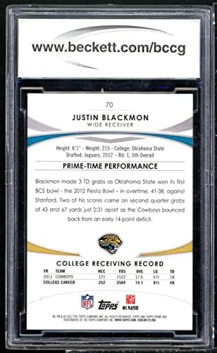 Justin Blackmon Rookie Card 2012 preljev, premijer srebrna Rainbow 70 BGS BCCG 10