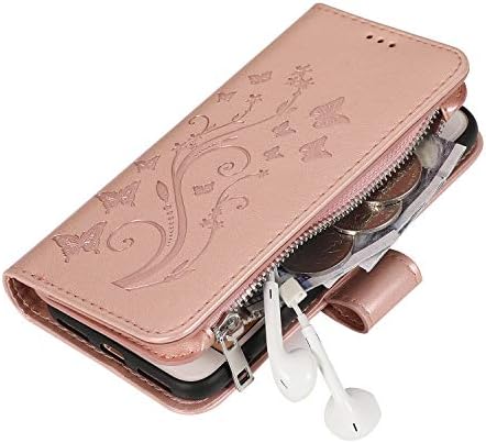 UEEBAI torbica za novčanik za iPhone 7 Plus iPhone 8 Plus, Premium PU kožna magnetna zatvaranja cvijet uzorak