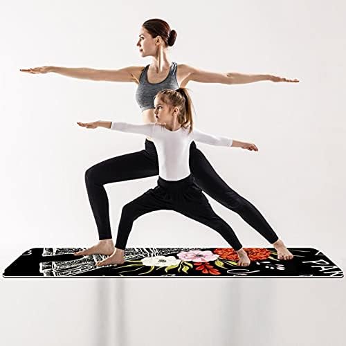 6mm Extra Thick Yoga Mat, Paris Black Eiffelov toranj Print Eco-Friendly TPE vježbe Mats Pilates Mat sa za jogu, trening, Core Fitness i Kat vježbe, muškarci & žene