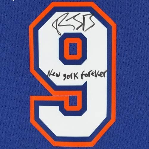 Uokvirena RJ Barrett New York Knicks Autographing Blue Jordan Brand 2020-2021 Izjava Swingman Jersey sa natpisom New York Forever - autogramirani NBA dresovi