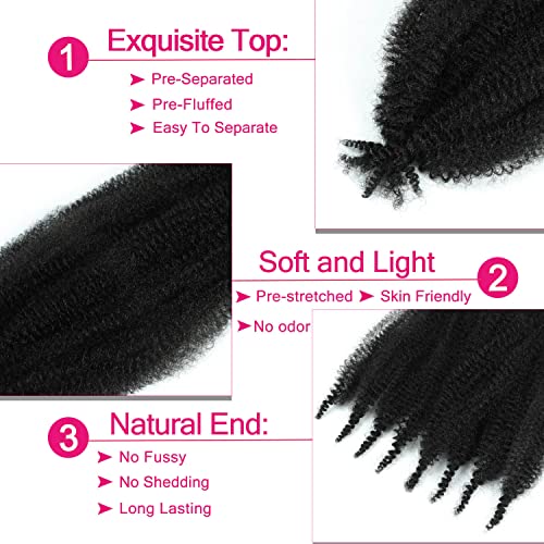 Afro Twist Hair 12 Inch 3packs, Springy Afor Twist Hair Pre Fluffed Spring Twist Hair Pre rastegnuta Omotavajuća