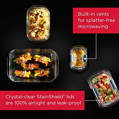 Rubbermaid Brilliance staklo Storage Set 4 kontejneri za hranu, srednji, jasan & Brilliance Glass Storage 4.7-Cup hrane kontejneri sa poklopcima, 3-Pack, jasno
