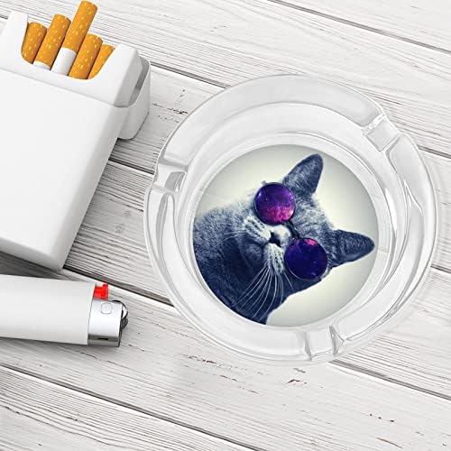 Cool Cat Glass Peshtray za cigarete Classic okrugli čisti kristalni pepeo