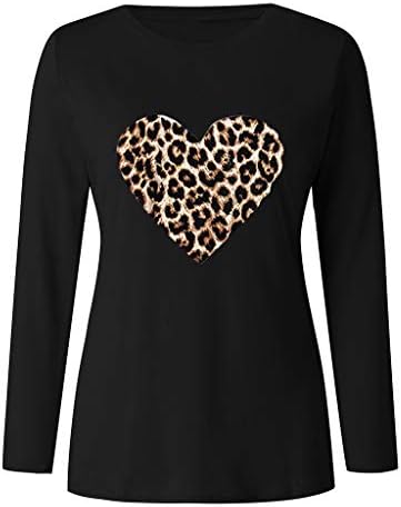 Ženske prevelike leopard ljubav tiskane dukseve dugih rukava ugodne prozračne majice zimske tople pulovere