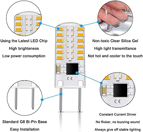 Gaormii G8 LED sijalica sa mogućnošću zatamnjivanja 3W toplo Bijela 3000k T4 Bi-Pin baza 120v 20W-25W halogena