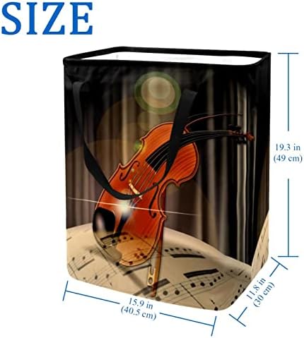 Muzička violina Print sklopiva korpa za veš, 60L vodootporne korpe za veš kanta za veš igračke skladište za spavaonicu u kupatilu