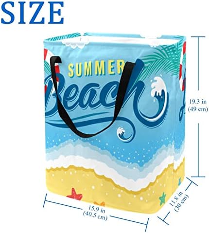 Ljetna plaža Blue Sea Print sklopiva korpa za veš, 60L vodootporne korpe za veš kante za veš igračke skladište za spavaonicu u kupatilu