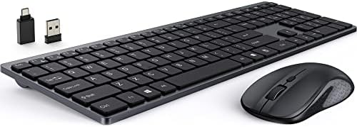 Bežična tastatura i miš kombinacija, 2.4 G USB tanka tastatura pune veličine sa numeričkom tastaturom, tihi